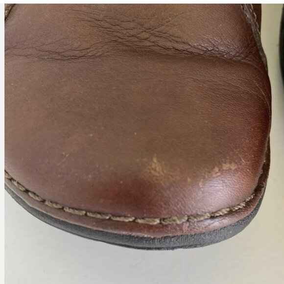 Clarks Unstructured Slip On open back Comfort Loafer Mule Shoes Brown Leather 8M - Picture 8 of 9